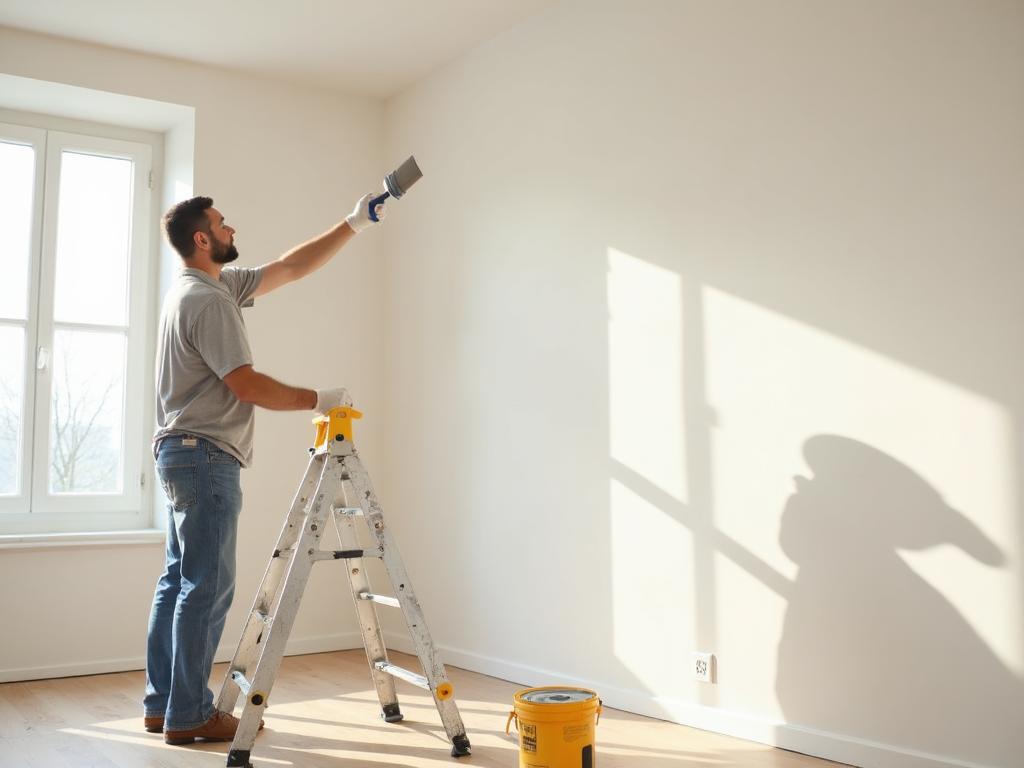 Technicien réalisant des travaux de peinture