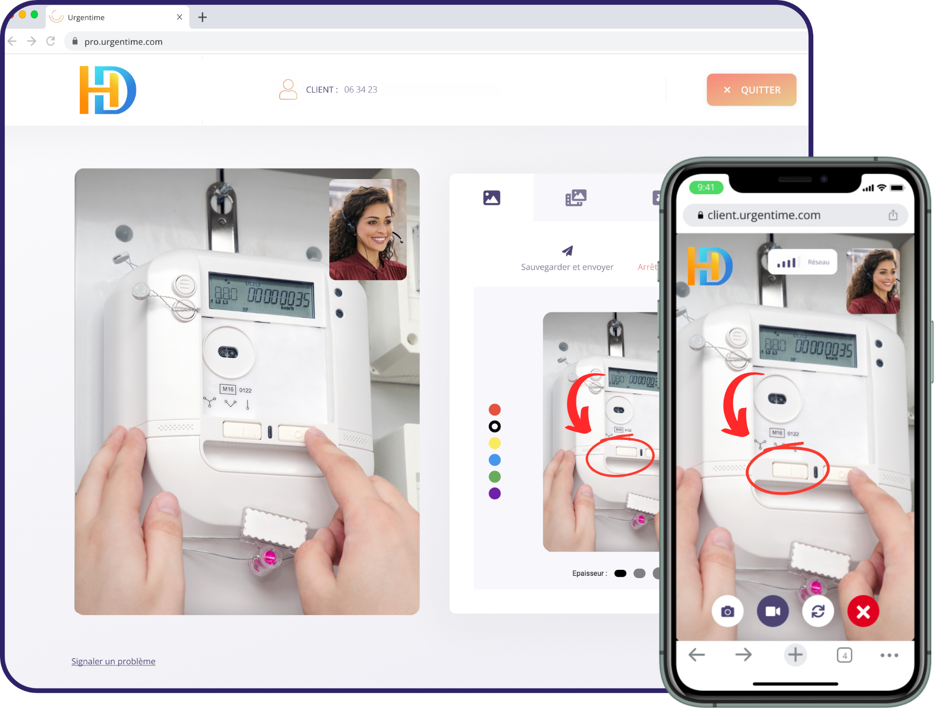 Urgentime - Visio-assistance professionnelle avec interface navigateur et mobile